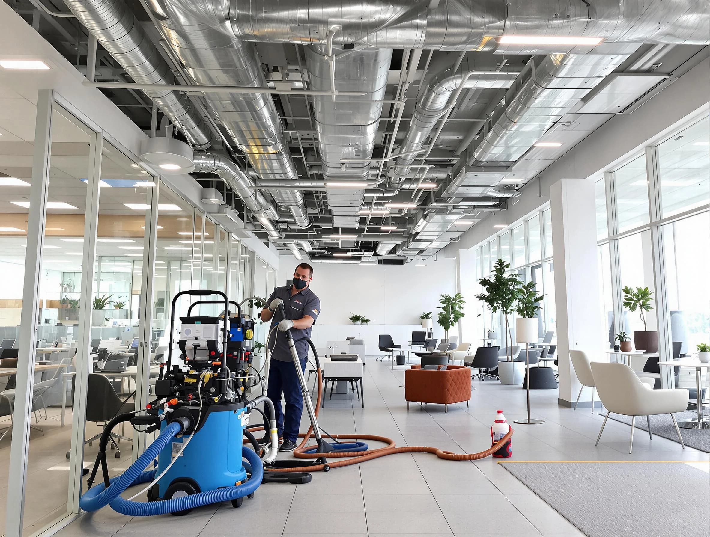 Glendale Air Duct Cleaning team conducting comprehensive commercial duct cleaning at a business location in Glendale