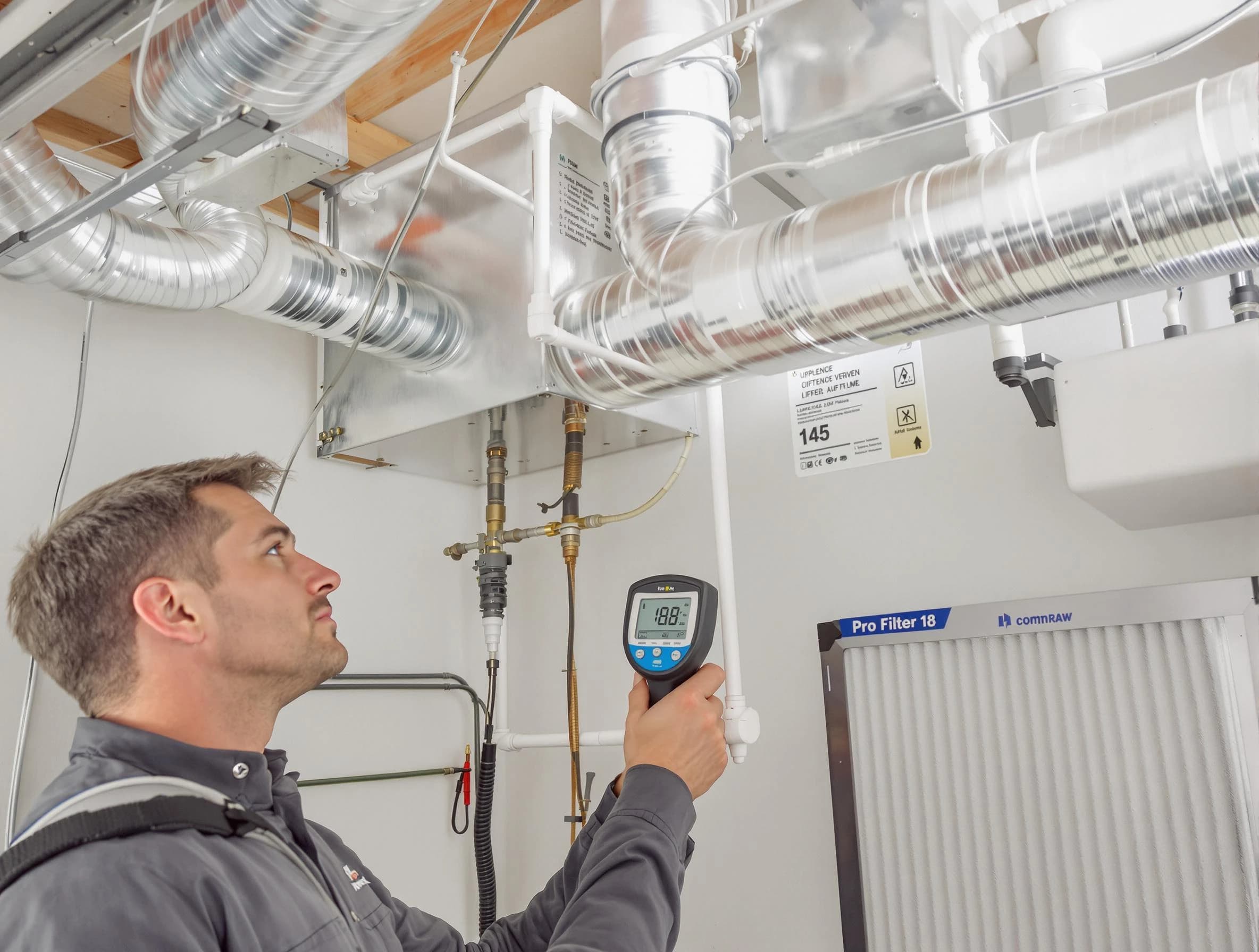Glendale Air Duct Cleaning expert conducting detailed filter system inspection using diagnostic tools in Glendale