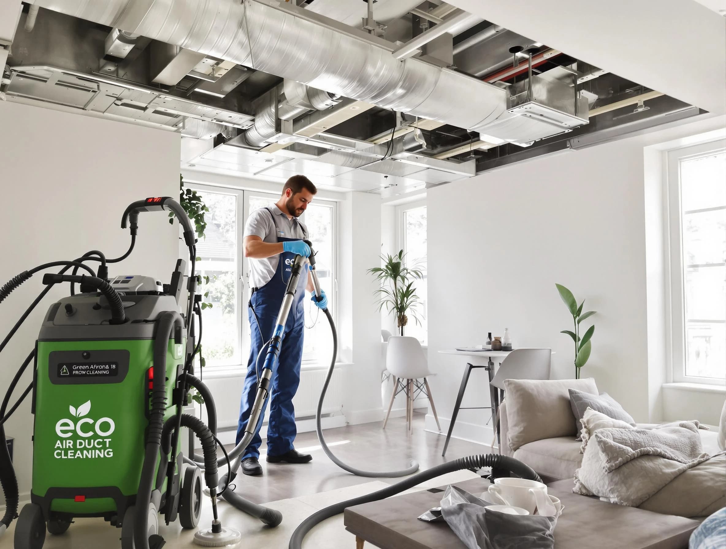 Glendale Air Duct Cleaning technician performing eco-friendly duct cleaning using sustainable methods in Glendale
