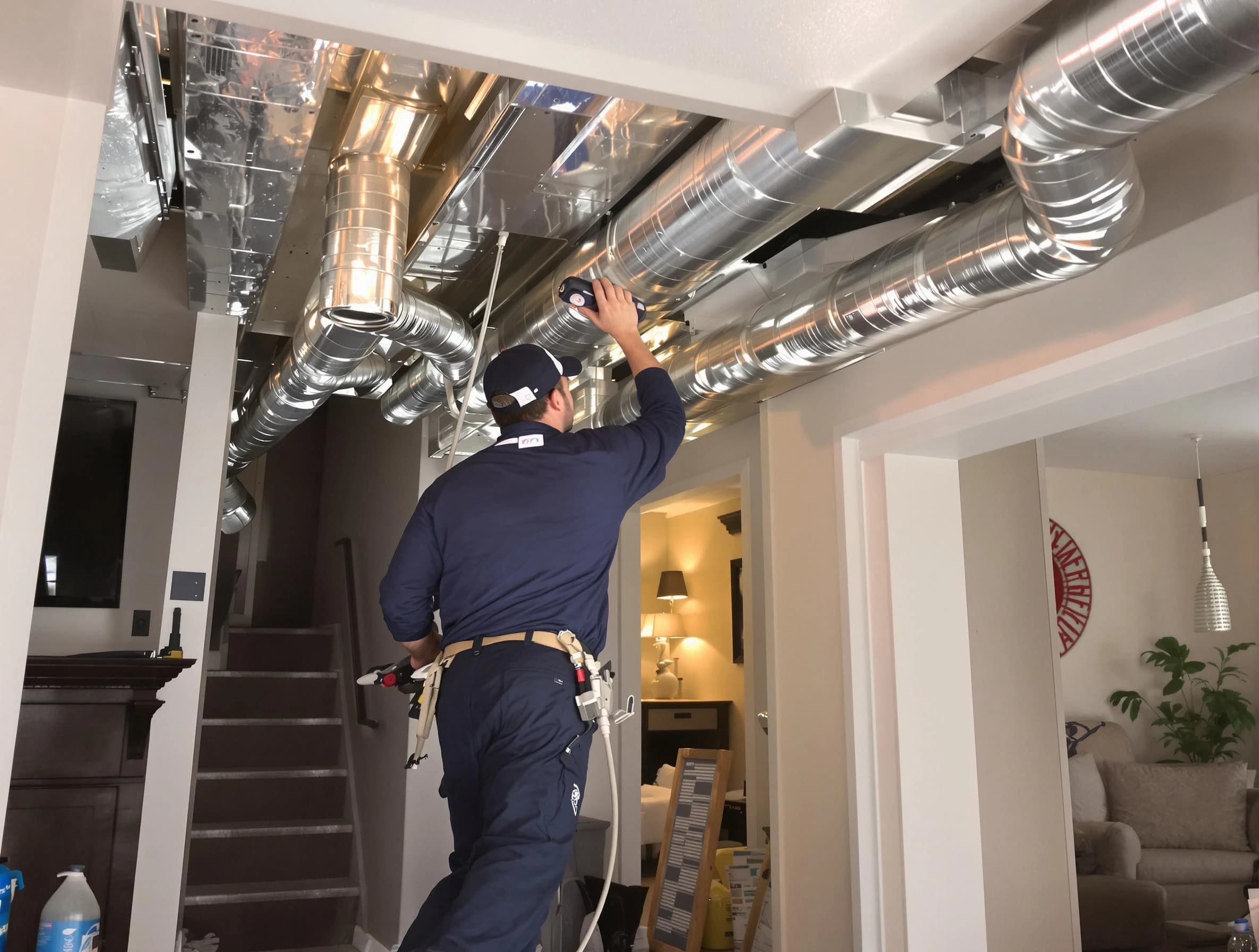 Glendale Air Duct Cleaning expert performing specialized duct cleaning in a mobile home in Glendale