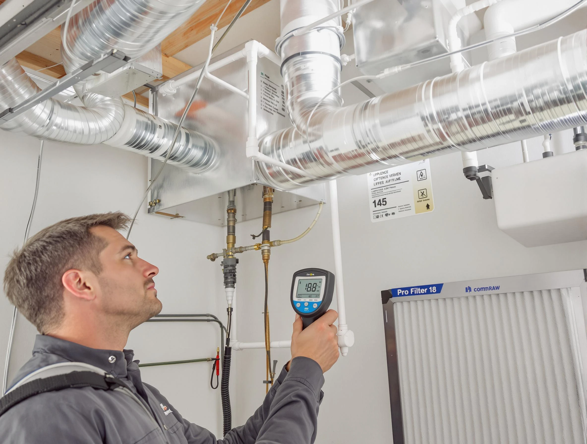 Glendale Air Duct Cleaning expert conducting detailed filter system inspection using diagnostic tools in Glendale